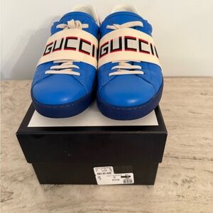 Gucci Royal Blue Sneakers with Logo Detail
